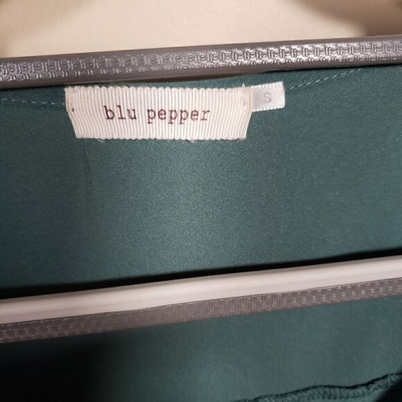 Like New Blu Pepper Scoop Neck Double Pocket Teal Blouse Small - Picture 2 of 8